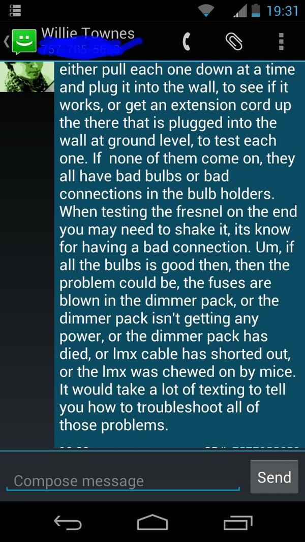 IndysOnMars's tweet image. Troubleshooting the lights via text. #techieprobs