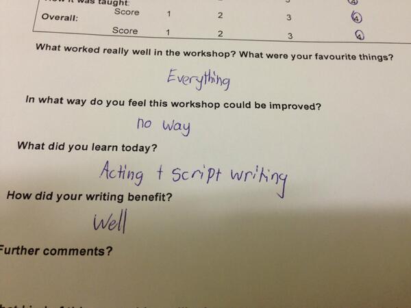 Prakky's tweet photo. RT @sawriterscentre: We just love the succinctness of the feedback given by a participant of the #teenbootcamp! http://t.co/1H7n4GhWqa