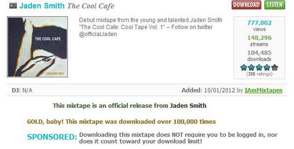 LuvJaden_UnCool's tweet photo. in 365 days
it got 777,002 views
146,296 streams
104,485 downloads
4 stars
358 ratings
#CTV1 #OneYearOfCTV1 http://t.co/UCNMa7hUYa