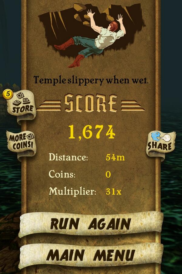 RSumaili's tweet photo. I got 1,674 points while escaping from demon monkeys. Beat that! http://t.co/EU1bUrqDxs #TempleRunl http://t.co/QqeDx4C1YW