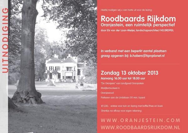 Roodbaard's rijkdom, 13 oktober een lezing op Oranjestein.