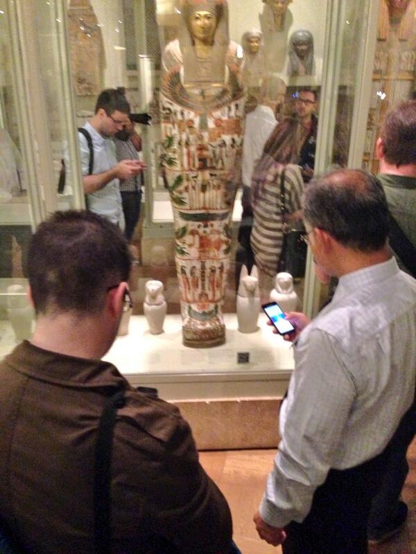 ROMtoronto's tweet photo. Checking out the mummies through @KensingtonTV's new app @scopify #ScopifyROM Skin, x-ray & decode the hieroglyphs! http://t.co/pBlYRlBkOv