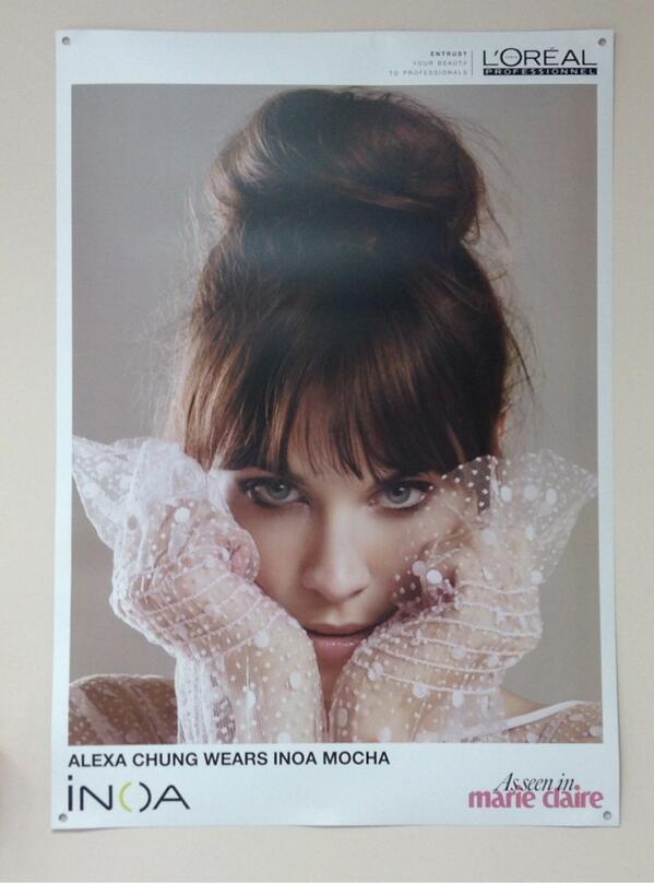 halosawston's tweet photo. Alexa Chung wearing the beautiful L'Oreal INOA in Mocha. Come to the salon to see our INOA colour range x http://t.co/bg3ve75kN4