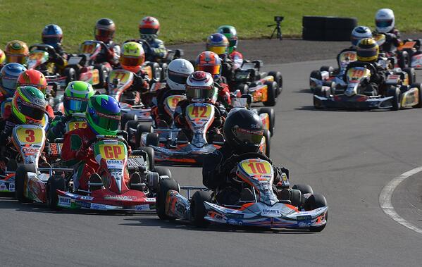 Rogue Sponsored <a href="/MatthewHopcraft/">Matthew Hopcraft</a> (Kart 10) leading a talented grid at the weekend Super 1. Top Overall win :)