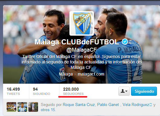 MalagaCFFans's tweet photo. ¡¡ Somos los seguidores 220.000 del @MalagaCF  !! http://t.co/gZ6mDCKrit