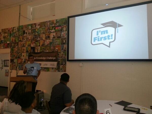 ImFirstGen's tweet image. Our fearless leader, Matt, during the I'm First pitch for the @CollegeKC launch event! #firstgen #apps4college