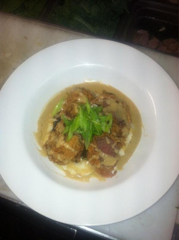 Chicken Fried Steak:hanger steak gastrique greens reggiano grits Texas gravy 2nites CRaVing <a href="/hseanbrock/">Sean Brock</a> #inspiration