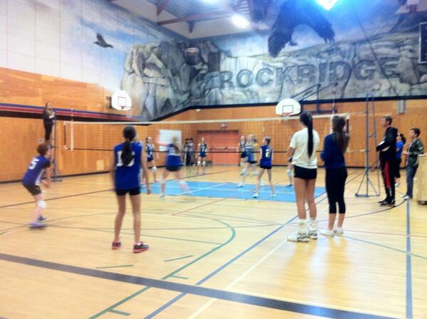 Rockridge Bantam girls Volleyball with Sr Girls providing the coaching.