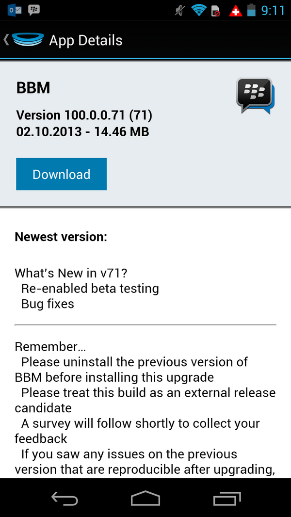 DroidUTD's tweet photo. BBM Android versi beta di uji lagi.. http://t.co/O6NQGyt18k (via @teru2botzu)