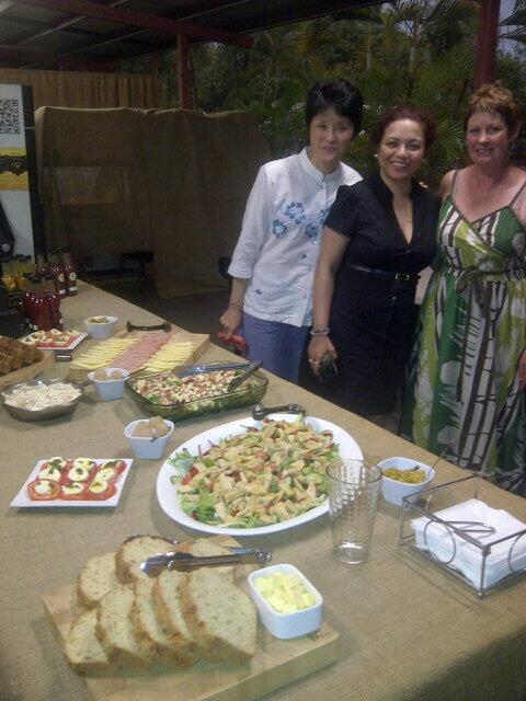 EchidnaW's tweet image. Wildlife Tourism Conference dinner at #CrazyAcres, Darwin NT with Junko (Japan), Kamini (India) and Maree (Aust)