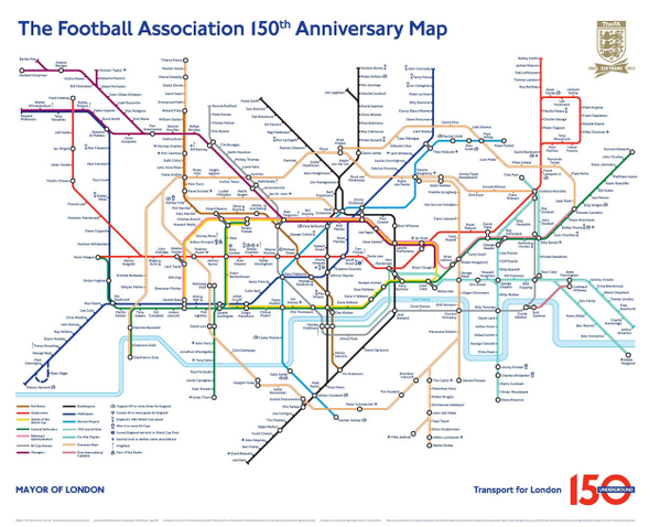 The FA's 150th anniversary Tube map must have taken some time to do...Great effort #fa150