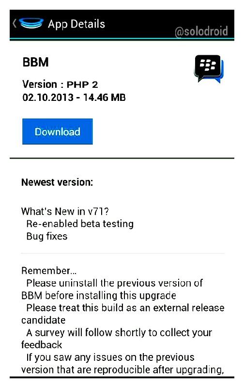 Solodroid's tweet photo. Sukses mencuri perhatian lewat BBM PHP1 kini @bbm berencana merilis kembali BBM PHP2 #BBMFORALL cc: @Liputan9 http://t.co/0HvWcc1Ljo
