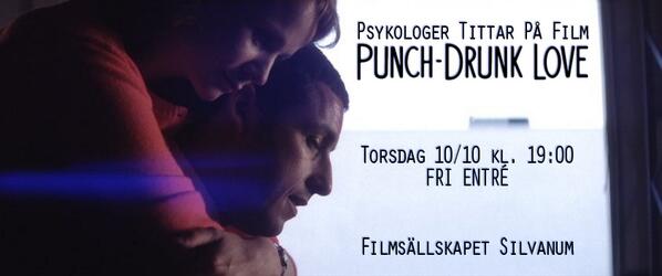 SilvanumFilm's tweet photo. Den 10/10:e, 19:00, visar vi Punch-Drunk Love tillsammans med Psykologer Tittar På Film! Fri entré! #Filmtips #Gävle http://t.co/0Rm5pm3gO7