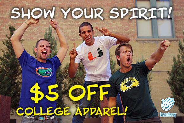 handsay's tweet image. Show your spirit! $5 off #college apparel. 
bit.ly/1a2YKza #gators #canes #ducks -