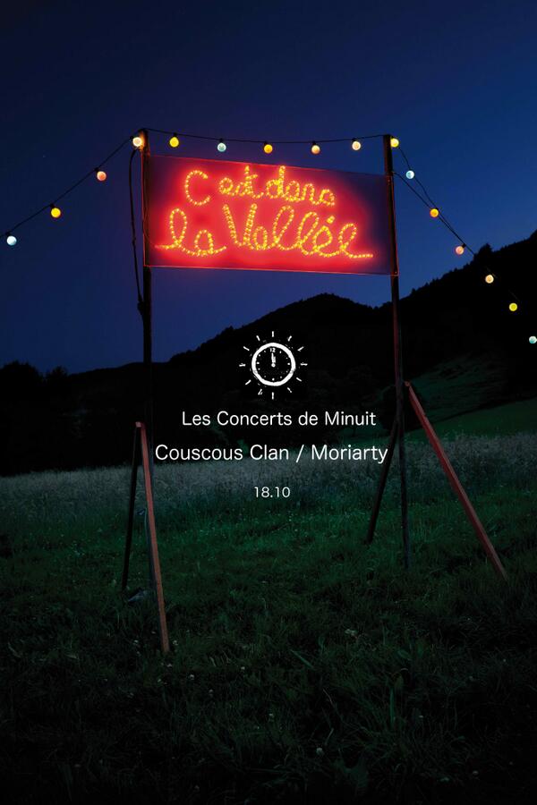 Concerts de minuit au Festival 
le 18.10
Couscous Clan / <a href="/MoriartyTheBand/">Moriarty</a> 
réservez ici bit.ly/1c3kbou