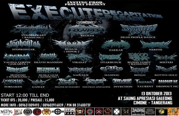 DEATHMANSION (@death_mansion) on Twitter photo RT @KHhandoko <a href="/DEATH_MANSION/">DEATHMANSION</a> live in TANGERANG "EXCUTE DECAPITATION PARADE" Minggu 13 Oktober 2013 RT @KHhandoko <a href="/DEATH_MANSION/">DEATHMANSION</a> live in TANGERANG "EXCUTE DECAPITATION PARADE" Minggu 13 Oktober 2013