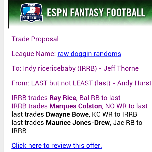 1ThorneInUrSide's tweet photo. @MatthewBerryTMR  should I do this trade? Im IRRB. http://t.co/9RA3QHgUQo