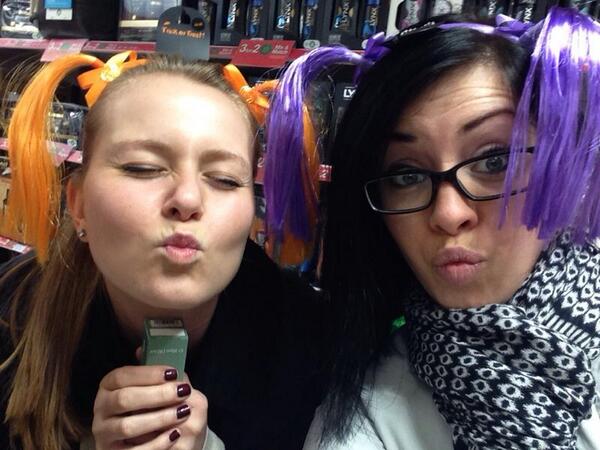 aimeecoram's tweet photo. Me and @EllieM_C_ getting ready for Halloween haha http://t.co/0gzGr2mGOj