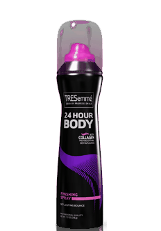 No more hair helmets! Use <a href="/TRESemme/">TRESemmé</a> 24 Hour Body Finishing Spray for hold that moves &amp; hair that never goes flat.