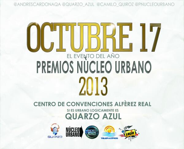 camiloquiroz30's tweet photo. CONFIRMADOS! 7 shows sorpresa en los #PremiosNúcleoUrbano2013. Este año será una locura TOTAL. #PNU2013 http://t.co/AyT50XDphK