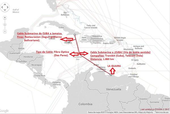 EnderAR's tweet image. Cable submarino de fibra optica de doble sentido #Cuba-Vzla. Compañias: #Transbit (Cuba) y #Telecom (Venezuela).