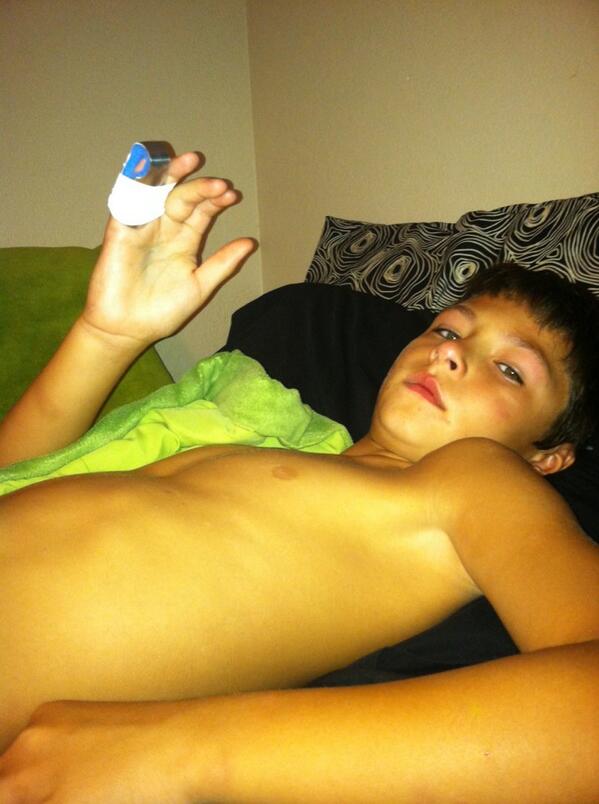 My baby brother broke his pinky tonight at football practice 😢 poor baby #Rowdy #toughdude