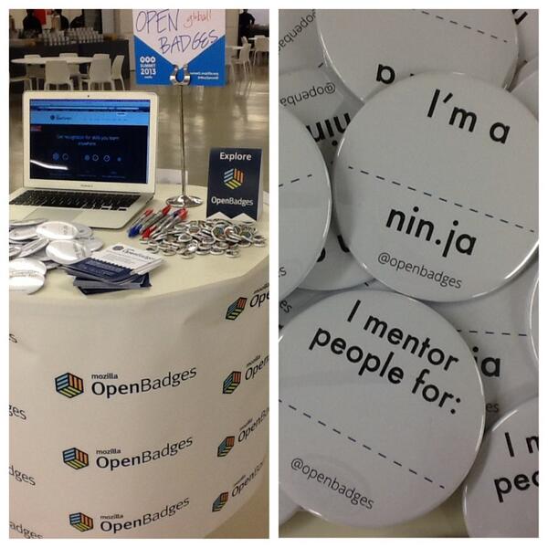 OpenBadges's tweet image. In Brussels for #MozSummit? Come get badged &amp;amp; hack buttons at the World Fair. #maketheweb