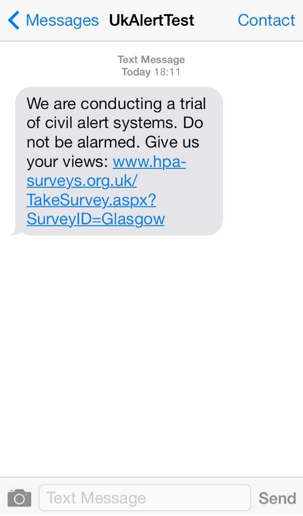UKResilience's tweet photo. Message from yesterday's #UKAlertTest in @GlasgowCC with @O2 see http://t.co/bC2ScEj8pI for more info http://t.co/uRo3G4RRcM
