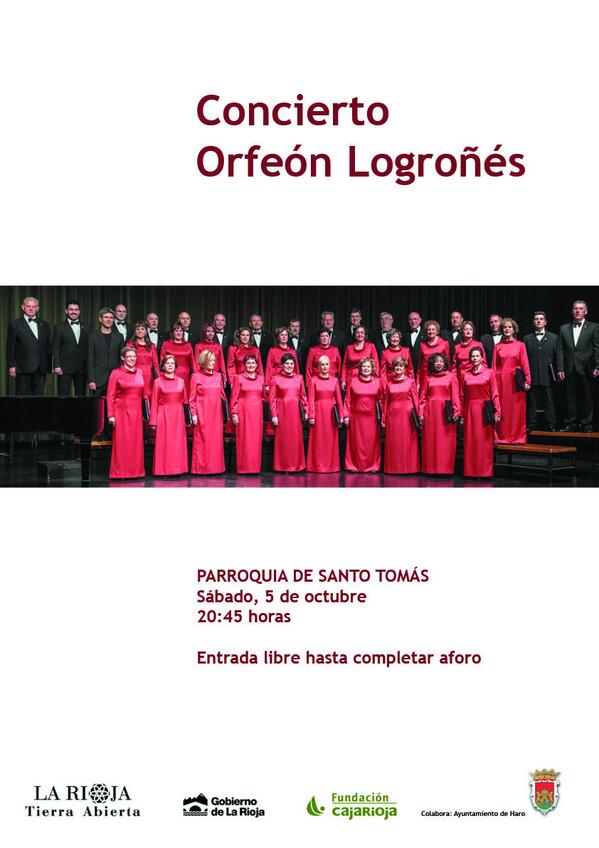 LRTAHaro2013's tweet photo. Mañana, a las 20.45h, concierto del Orfeón Logroñés en la Parroquia de Santo Tomás. Entrada libre. #LRTAHaro2013 http://t.co/xiEvYuC9gG