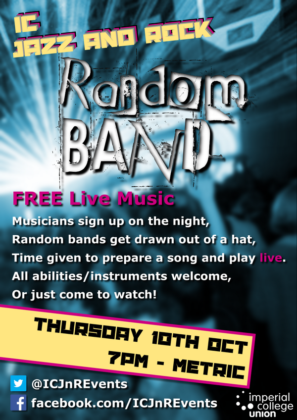 ic_livemusic's tweet photo. RANDOM BAND - Thurs 10th Oct - Metric. Free Live Music. New bands to be pulled out of a hat and #GiveItAGo on stage. http://t.co/JsjTbS1oN4