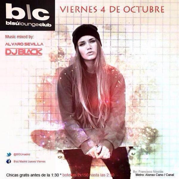 BISUmadrid's tweet photo. Se resume en dos palabras
BISU VIERNES : NIÑAS Y AFOROS
Botellas 100 o 2x150 hasta 2:30
@MadridSale @DiscotecaOpina http://t.co/S3nmmSzu7A