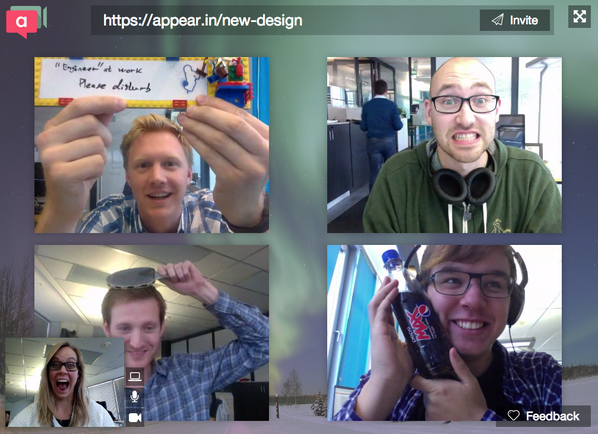 whereby's tweet image. New version of appear.in is now out: simpler design+improved support for connection on restricted networks #webRTC