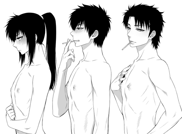 ちちくらべ。毎回十四郎の乳首を陥没にするか勃起させるかで悩むよね… 