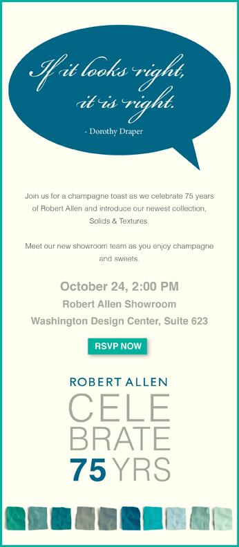 WDCDesignCenter's tweet photo. A lot of celebrating in the month of October! Join our @R_AllenDesign on October 24th as they celebrate 75 years! http://t.co/zXVoQ0yKcp