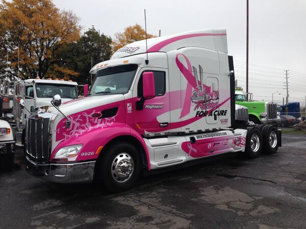 purplesliceca's tweet photo. @Truckinforacure @CBCF_Ontario getting word out 4 yr show 2morrow.  Better get out the pink carpet 4 this #Peterbilt http://t.co/xQ8ulSSFwz