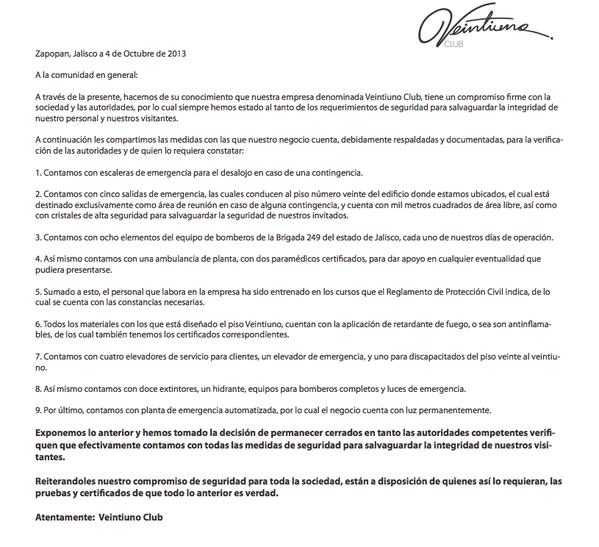 Les informamos que a partir de el día de hoy y hasta nuevo aviso permaneceremos cerrados, adjunto exponemos las...