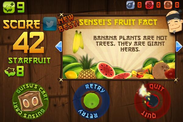 echiary's tweet photo. I just sliced 42 fruit in Classic Mode on Fruit Ninja for iPhone! http://t.co/9eAv9EgRxp http://t.co/FBJc7T6EJY