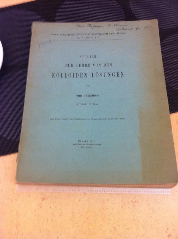 Interesting lunch with Magnus Malmqvist about science and the importance of environment. Saw Svedberg's thesis.
