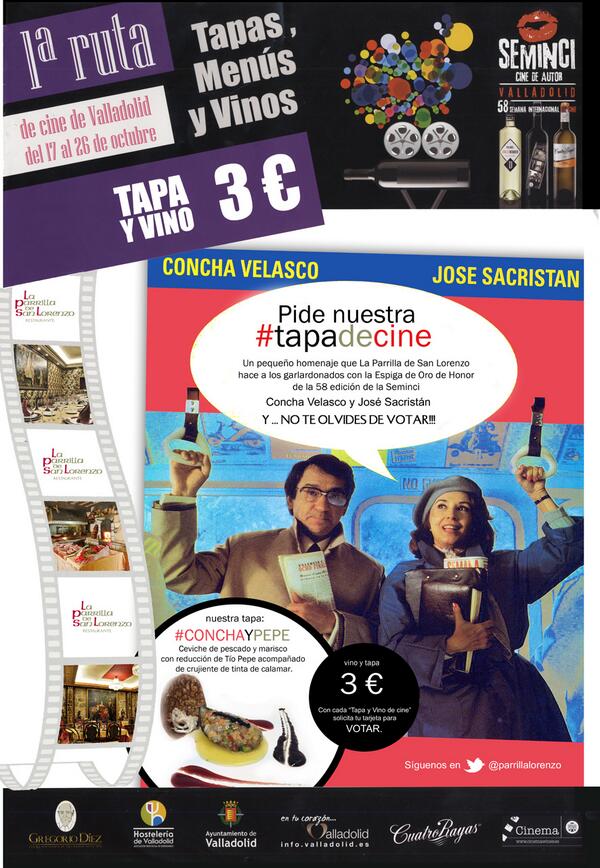 Prueba nuestra Tapa de Cine "Concha y Pepe" durante la Seminci!!