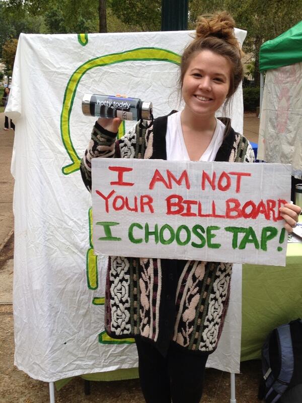 e11e_be11e's tweet photo. Students at the U of MS choose tap water over #Dasani. We're not your billboard @CocaCola. #DumpDasani http://t.co/jBenbJ8SV3