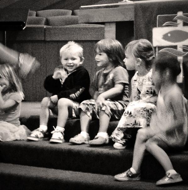Oliver at his first day at chapel sing along:
