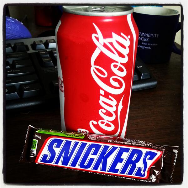 It's just been one of those days. Haven't had this combo in a long time! 
#snickers &amp; #coke