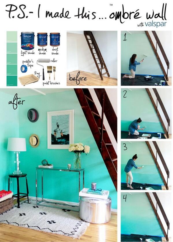 diyROOMdecor's tweet photo. #ombrewall tutorial from ps I made this.. Lovely.. #diyroomdecor #makeoverkamar http://t.co/hzaiv6i6dt