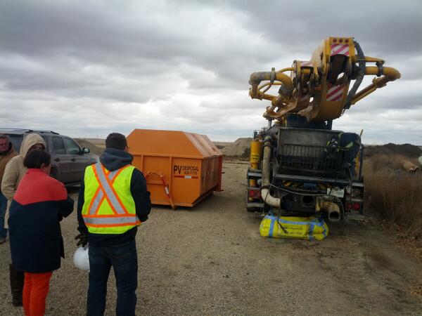 Watching a pumper truck wash out in to a concrete bag! Watch our video on YouTube and find out how we pick these up!