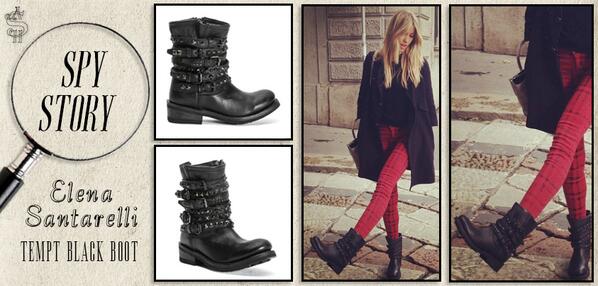 Ash_Italia's tweet photo. @elenasantarelli passeggia indossando gli #anfibi neri borchiati "Tempt Black Boot" di #Ash, un vero fashion diktat! http://t.co/r4h84B1wXh
