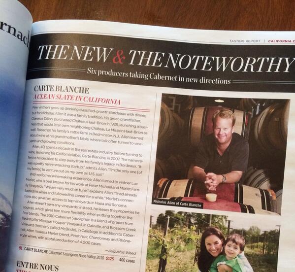 Andrew_D_Allen's tweet photo. Nick in Wine Spectator #carteblanche #nicholasallenwines http://t.co/gXR4KzGmzs