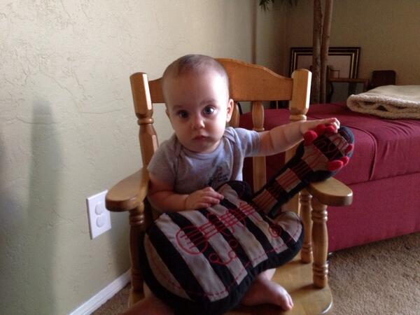 JennWilkerson's tweet image. This cutie is 10 months today! Starting off the day right making sure his guitar is in tune! #musicianinthemaking