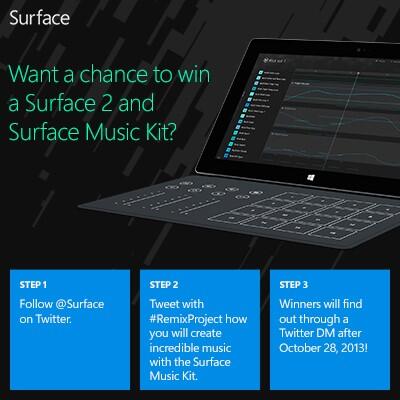 surface's tweet photo. Don't miss your chance to win a #Surface 2 &amp; Music Kit! Learn more about #RemixProject here: http://t.co/ZQEiq5gDOj http://t.co/PfMbvuaurb