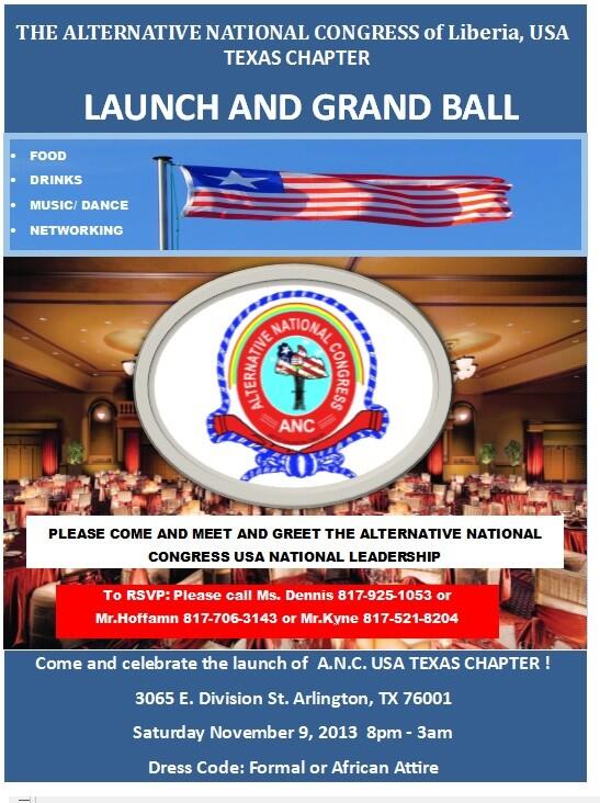 ANCUSALiberia's tweet photo. Come help ANC USA Liberia Texas Chapter celebrate it's Launch Nov. 9, 2013 http://t.co/trA6SUv9eq