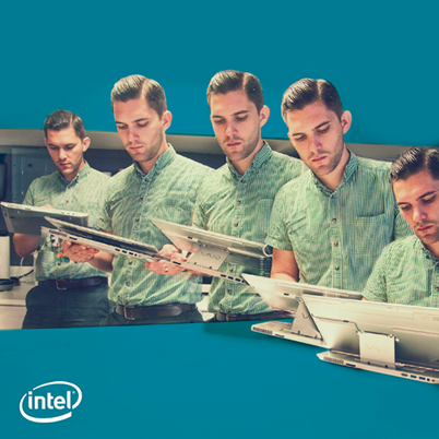 intel's tweet image. Laptop to tablet in the blink of an eye. #2in1